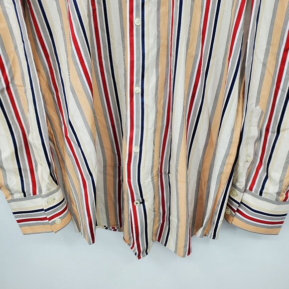 Banana Republic Orange and Red Striped Men's Collared Dress Shirt XL 17 - 17.5 - Picture 8 of 8